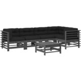 Maison Chic Seti vrtnega pohištva - Vrtna garnitura - Vrtni pohištvo set 5-delna z blazinami siva trdna borovina, (21814141) | Shoptok.si