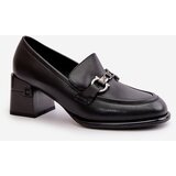 VINCEZA Elegant Leather Women's Heeled Shoes Black 91116 | Shoptok.si