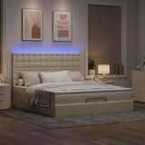  Otomanski krevet s madracem i LED krem 180x200cm od tkanine | Eponuda.com