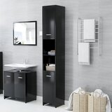 vidaXL Kopalniška omarica črna 30x30x183,5 cm iverna plošča, (20679948) | Shoptok.si