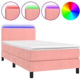 Maison Chic Box spring postelja - Vzmetna postelja z vzmetnico LED roza 90x190 cm žamet SL22438, (21892523) | Shoptok.si
