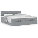 vidaXL Otomanski posteljni okvir z vzmetnicami siv 200x200 cm blago | Shoptok.si