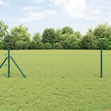 vidaXL Heksagonalna ograda Zelena 0.6x100 m Čelik, stupovi ograde 13 kom Zelena Ø32 mm 100 cm pocinčanog čelika | shoptok.hr
