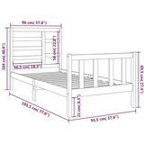  Posteljni okvir bel iz trdnega lesa 90x190 cm 3FT, (20685033) | Shoptok.si