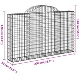  Lučne gabionske košare 6 kom 200x30x120/140cm pocinčano željezo | shoptok.hr