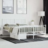 Metalni okvir kreveta uzglavlje i podnožje bijeli 150 x 200 cm | shoptok.hr