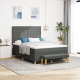 vidaXL Box Spring Krevet s Madracem & Klupa Tamno Siva 140x200 cm Tkanina Cijene