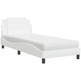  Postelja z vzmetnico bela 100x200 cm umetno usnje | Shoptok.si