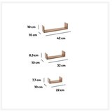 Five zidna polica 3 kom 22x10x7, 32x10x8,5, 42x10x10cm mdf natural ( 138955c ) | ePonuda.com