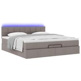  Otomanski krevet s madracem i LED smeđesivi 180x200 cm tkanine | shoptok.hr