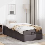 vidaXL Otomanski posteljni okvir z vzmetnico siv 90x200 cm um. usnje | Shoptok.si