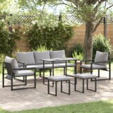 vidaXL Vrtna sedežna garnitura 6 pcs Črna 61 x 72,5 x 71 cm Jeklo Cene