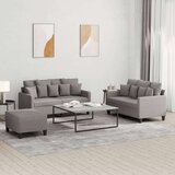  3-dijelni set sofa s jastucima smeđesivi od tkanine Cijene