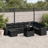 vidaXL 9-dijelni set vrtnih sofa s jastucima crni od poliratana | shoptok.hr