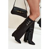 Boto Women's Ankle Boots On Heels Turned Shaft Straps With Buckles Black Nirisa | shoptok.hr