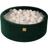 MeowBaby Bazen z žogicami, 90x30 cm z 200 žogicami, žamet, temno zelen: prozorno/bel, (21295107) | Shoptok.si