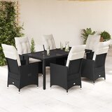 vidaXL 7-dijelni vrtni blagovaonski set s jastucima crni od poliratana | shoptok.hr