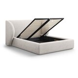 Micadoni Svijetlo sivi tapecirani bračni krevet s prostorom za odlaganje s podnicom 180x200 cm Miley – | shoptok.hr