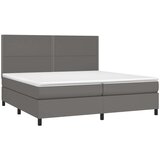  Krevet s oprugama i madracem sivi 200x200 cm od umjetne kože | shoptok.hr