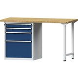 ANKE Delovna miza, izvedba z ogrodjem, 4 predali, 2 x 90, 1 x 180 in 1 x 360 mm, masivna plošča iz bukovine | Shoptok.si