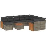  11-dijelni set vrtnih sofa od poliratana s jastucima sivi | shoptok.hr