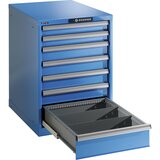 LISTA Predalnik, jeklena pločevina, VxŠ 800 x 564 mm, 7 predalov, svetlo modra | Shoptok.si