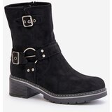 Boto Women's Low Heel Boots With Buckles Black Zudra | Shoptok.si