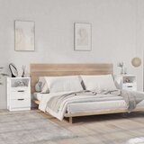  Noćni ormarići 2 kom visoki sjaj bijeli od konstruiranog drva | shoptok.hr