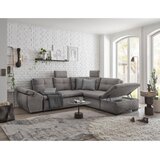 CARRYHOME KOTNA SEDEŽNA GARNITURA, mikrovelur svetlo siva | Shoptok.si