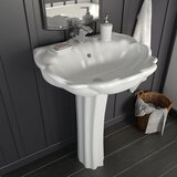 vidaXL prostostoječi umivalnik & podstavek keramika 580x510x200 mm bel | Shoptok.si