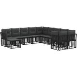 Set vanjskih sofa s jastukom 11 pcs Crna i tamno siva Poliester | shoptok.hr