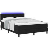 vidaXL Postelja z vzmetnico & LED Črna 140x200 cm Tkanina | Shoptok.si