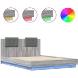  The Living Store Posteljni okvir z vzglavjem in LED siva sonoma 150x200 cm - Posteljni Okvir, (21501328) | Shoptok.si