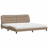 vidaXL Postelja z vzmetnico kapučino 200x200 cm umetno usnje, (21165991) Cene