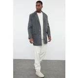 Trendyol Anthracite Men's Winter Wool Blend Stamp Winter Coat