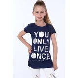 Fasardi Girls' T-shirt with silver navy blue lettering | Shoptok.si