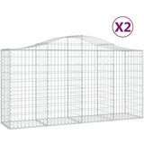  Obokana gabionska košara 2kos 200x50x100/120cm pocinkano železo | Shoptok.si