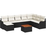 vidaXL 9 dijelni vrtni sofa set s jastučićima Crni poly ratan akacija, 2-sjedna vrtna sofa s jastučićima Crni poly ratan Cijene