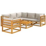 Maison Chic Seti vrtnega pohištva - Vrtna garnitura - Vrtni pohištvo set 7-delna svetlo sive blazine trden les, (21803937) | Shoptok.si
