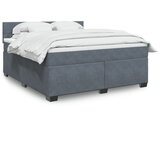 vidaXL Box spring postelja z vzmetnico temno siva 180x200 cm žamet | Shoptok.si