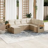 Maison Chic Seti vrtnega pohištva - Vrtna garnitura - Vrtni pohištvo set 7-delna z blazinami bež poli ratan, (21804032) | Shoptok.si
