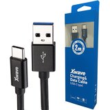 X Wave USB-A na USB-C kabl 2 m, 3A, crni Cene