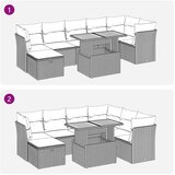  8-dijelni set vrtnih sofa od poliratana s jastucima crni bagrem | shoptok.hr