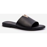 EVENTO PE1 Women's Black Eco Leather Flat Sandals Maliha | Shoptok.si
