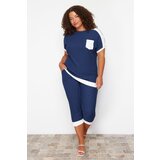 Trendyol Curve Navy Blue Knitted Plus Size Two Piece Set Cene