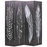 vidaXL Zložljiv paravan 160x170 cm perje črn in bel Cene