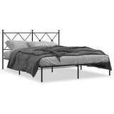 Maison Chic Kovinski Posteljni okvir - Dvoposteljna postelja - Zakonska postelja z vzglavjem črn 150x200 cm, (21693277) Cene