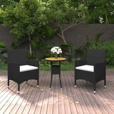 vidaXL 3-dijelni vrtni bistro set od poliratana i bagremovog drva crni Cijene