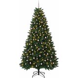  Umjetno božićno drvce srednje zeleno s kuglicama 270 cm - Srednje zelena Ø 128 x 270 cm s 300 LED dioda i ružičastim lopticama | shoptok.hr