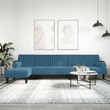 vidaXL Raztegljiv kavč L oblike moder 260x140x70 cm žamet Cene